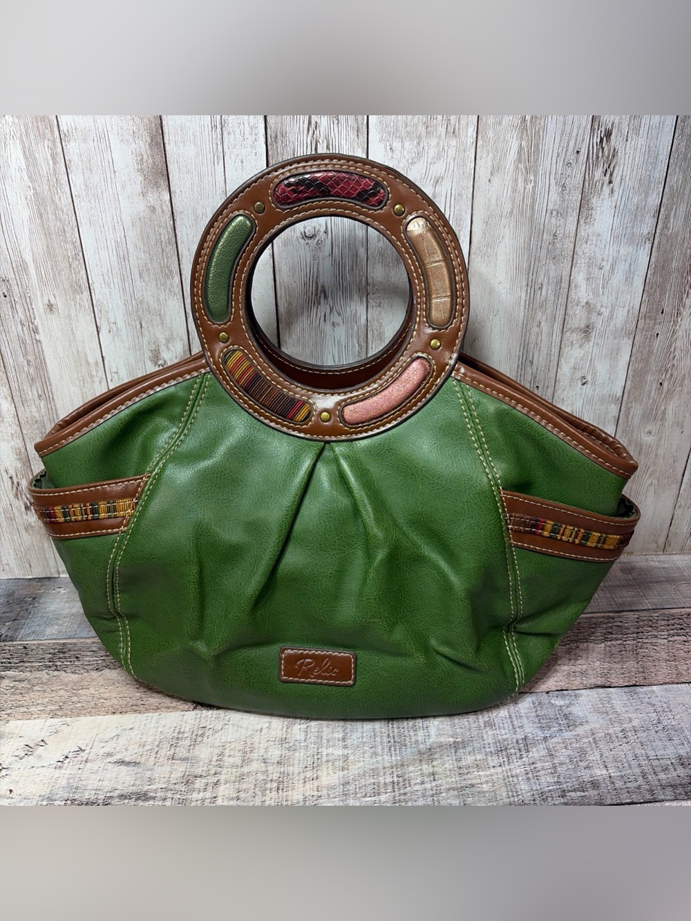 Relic Green Vegan Leather Round Handle Bag